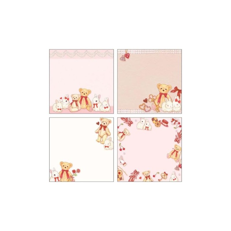 Takeimiki Notepad Memo Pad, Rabbit and Teddy Bear, Closed Pin,