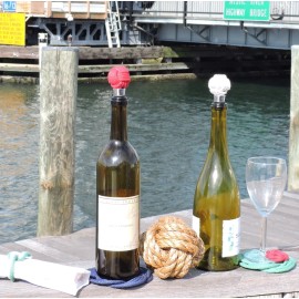 Mystic Knotwork Blue Nautical Bottle Stopper Hand Tied Cotton Rope Ball Knot