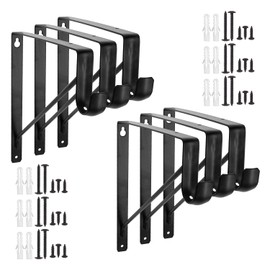 Biugaaufai 6 Pack Black Closet Rod Brackets Holder with Screws - Closet Shelves Wall Mounted & Rod Support, Closet Rod and Shelf Bracket for Kitchens and Closet Storage