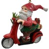 OnHoliday Santa Gnome on Red Electric Scooter with Presents Hanging