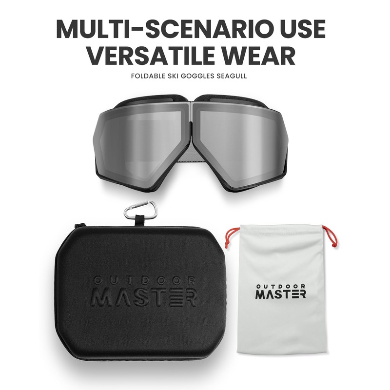 OutdoorMaster Seagull Ski Goggles, Foldable Snow Snowboard Goggles for Men