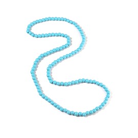 COLORFUL BLING 8MM Natural Wood Bead Necklace Africa Wooden Chain Statement Unisex Chunky Strand Necklaces Hip Hop Jewelry (light blue)