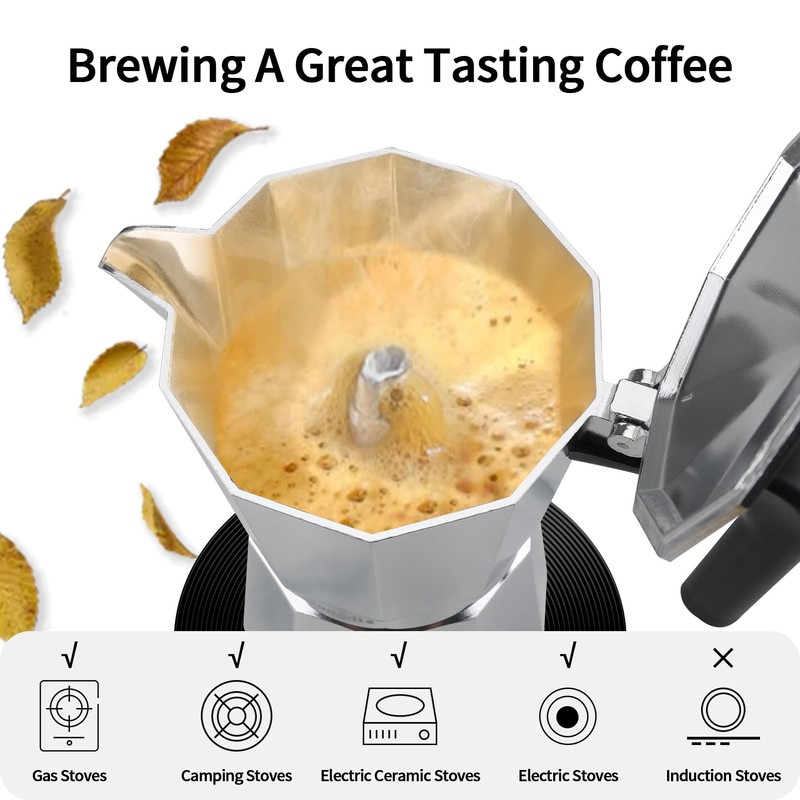 Mongdio Stovetop Espresso Maker Moka Pot, Stove Top Cuban Coffee