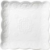 YBK Tech Elegant Square Embossed Lace Plate, Ceramic Serving Plate