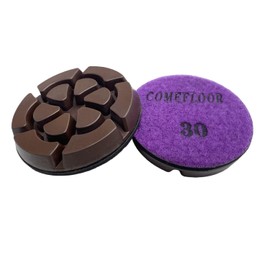 3 Inch Hybrid Diamond Polishing Pucks for Concrete Terrazzo Floor, Hook and Loop Transitional Grinding Pads,30# 3 PCS