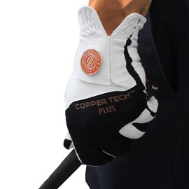 Copper Tech Men's Golf Gloves - Optimal Wrist Support with Copper Infused Thread - 100% AAA Synthetic Tacky Leather - Perfect for Summer & Fall Golfing - Golf Gloves Men (Hand Orientation: Both Hand)