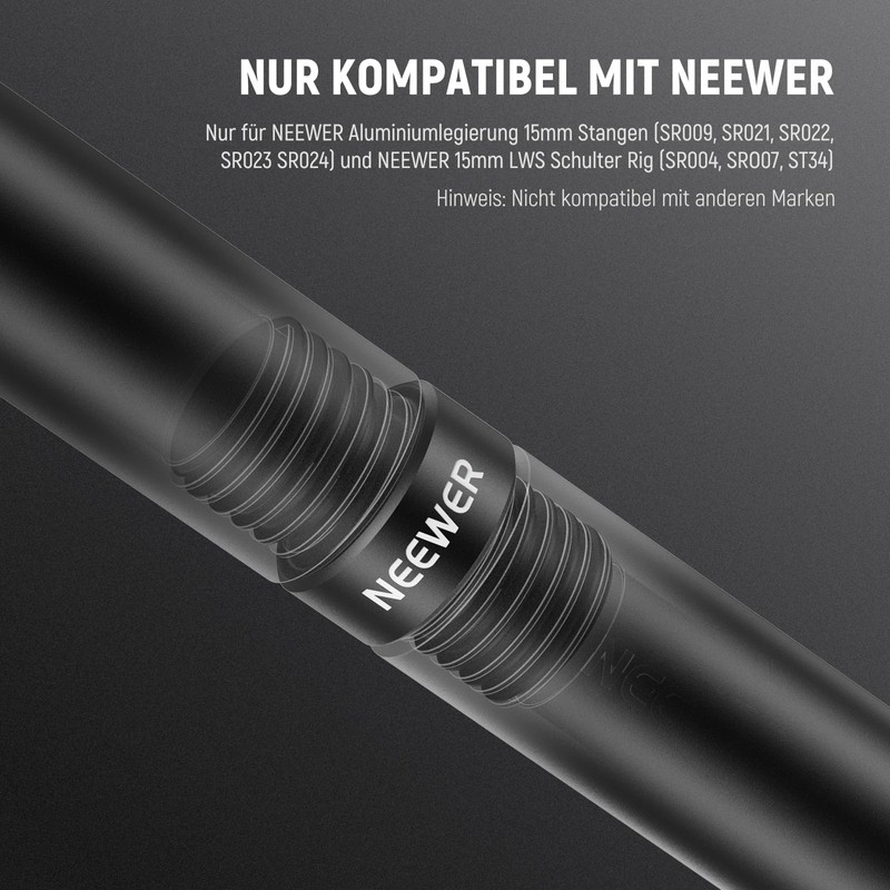 NEEWER Rod Connection 15 mm, Pack of 4, M12 x