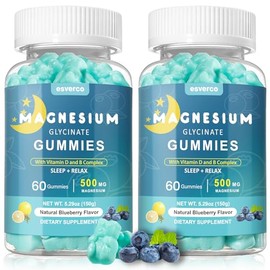 Gomitas de glicinato de magnesio, 500 mg para dormir para hombres y mujeres, promueve la relajación, soporte muscular, magnesio masticable, sin...    