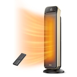 Dreo Space Heater Indoor, 25" 11.5ft/s Fast Portable Room Heater with Remote and Thermostat, 3 Modes, Overheating & Tip-Over Protection, Electric Heaters for Indoor Use Large Room, Bedroom, Gold