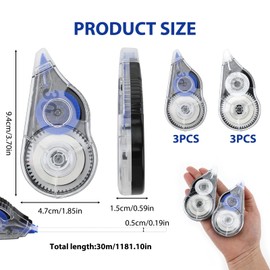 Correction Tape Pack of 6, 30m X 5mm White Out Pocket Correction Tape Roll Writing Tape Large Capacity Correction Tape Mouse for Note Taking Students School and Office Supplies