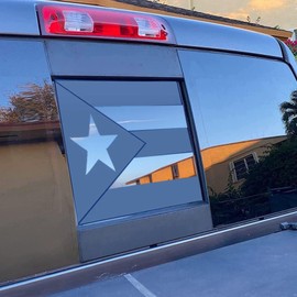 for Ford F150 2015-2023 Rear Middle Sliding Window Puerto Rico Flag Decal, Matte Black