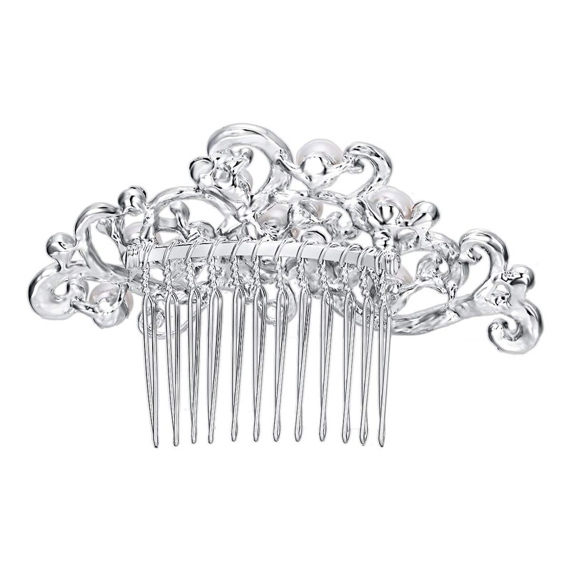 EVER FAITH Crema de cristal austriaco en tono plateado Perla
