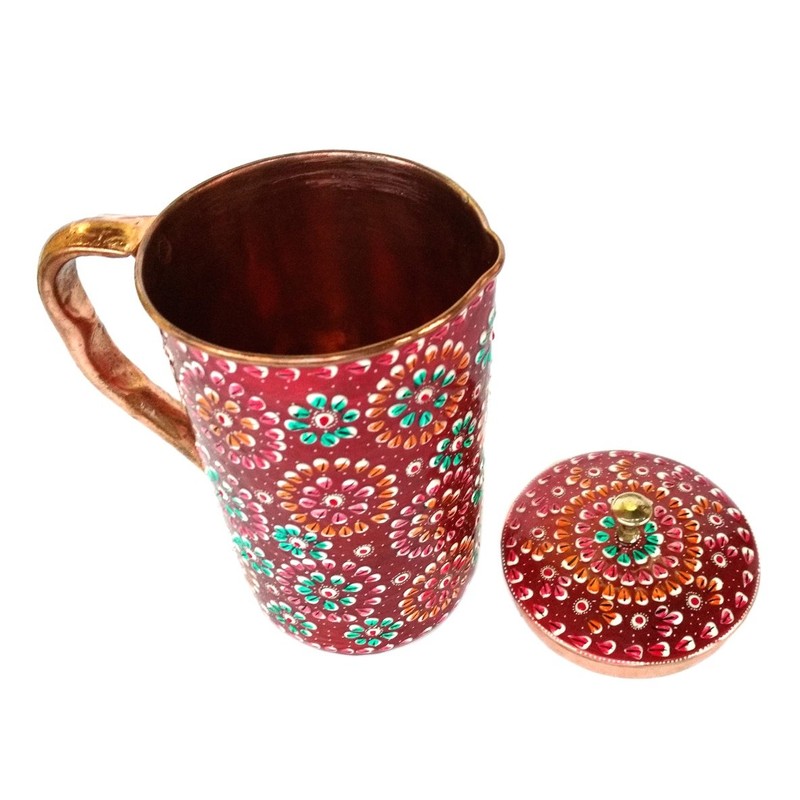 RASTOGI Handicraft Pure Copper Jug Hand Painting Decorated for Water