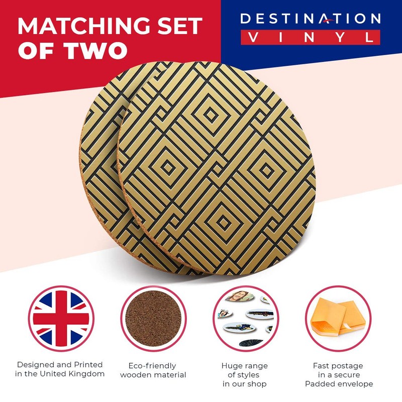 Destination Vinyl ltd 2 x MDF Glossy Top Coasters Round