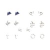AMOR SPES 7 Pairs Cute Geometry Silver Plated Stud Earrings
