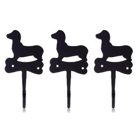 Fayesia Wrought Iron Wall Hooks - Blacksmith Handcrafted Set of 3 Black Wall-Mounted Hooks with Screws & Fittings - Animal Design Decorative Hooks for Towels, Bags, Hats & More (Dog)