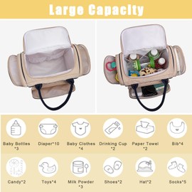 BHAFEM Baby Diaper Bag Tote Crossbody Baby Bag, Diaper Caddy Maternity Breast Pump Bags Travel Tote(Apricot)