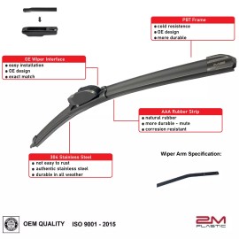 2MPLASTIC Front Windshield Wiper Blade For Smart FORTWO MKIII 2016-2018 20" 14" All Season