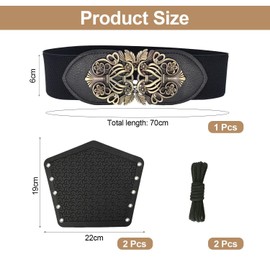 YSDYY 1 Piece Retro Belt And 2 Piece Wrist Guards, Stretch Belt, Women'S Wide Belt, Clothing Decoration Accessories