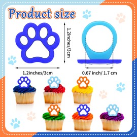 Teenyyou 48 Pcs Paw Dog Cupcake Rings Toppers Decorations Orange Blue Red Yellow Paw Dog Theme Birthday Cupcake Rings Decorations for Dog Puppy Baby Shower Party Supplies(Light Color)