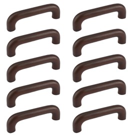 MOROBOR Dark Brown Wooden Cabinet Handles Solid Wooden Drawer Pull 96mm Hole Centers U-Shaped Cabinet Hardware Pull for Bedroom Bathroom Kitchen Cabets Door- 10 Pack