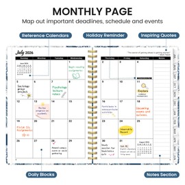 Planner 2026-2027, Academic Year Monthly and Weekly Calendar Planner, Jul 2026 - Jun 2027, Hardcover Teacher Student Planning Agenda book with Tabs, Perfect for School Office Supplies, 6.3" x 8.5" - Blue Floral