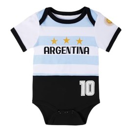Newbon Soccer Jersery #10 Argentina Baby Outfit for Boys & Girls Infant Soccer Costume for Sport Fans(Ca-Ats,3-6M)
