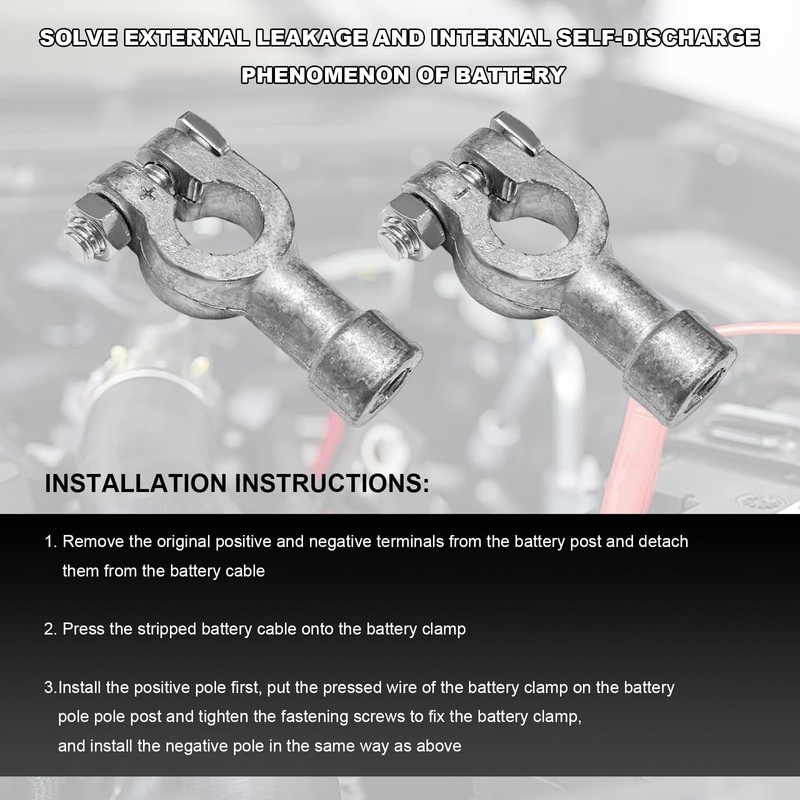 4PCS Car Battery Connectors, Positive and Negative Lead Top Post