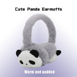 Kids Winter Plush Warm Earmuffs Girls Boys Cute Panda Faux Fur Ear Warmers Soft Fleece Thermal Earflaps Ears Protector Children Cold Weather Warm Ear Covers Earmuffs Xmas Gift Winter Birthday Gift