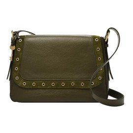 Fossil ZB1569376 Harper Bag for Women, Eco Leather/PVC, Suede Trim Flap Crossbody Green Moss 31.75 cm L x 10.795 cm W x 24.13 cm H, Green