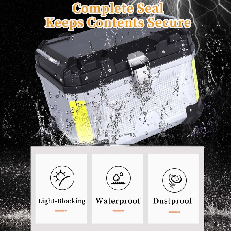 Motorcycle Top Case 45L Aluminum Motorcycle Top Trunk Tail Box