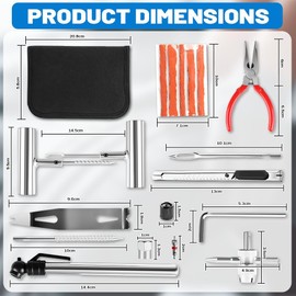63 Piezas Etuche de Lujo de Kit para Parchar Llantas de Moto, Kit Reparación de Llantas para Vehículos Eléctricos, Reparación de Pinchazos de Neumáticos Planos con Caja, Kit de Parches Profesional