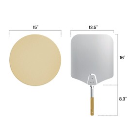 onlyfire Stainless Steel Pizza Ring Kit Pizza Oven Kit for Weber 22-Inch Kettle Grills - Include Pizza Stone and Aluminum Peel