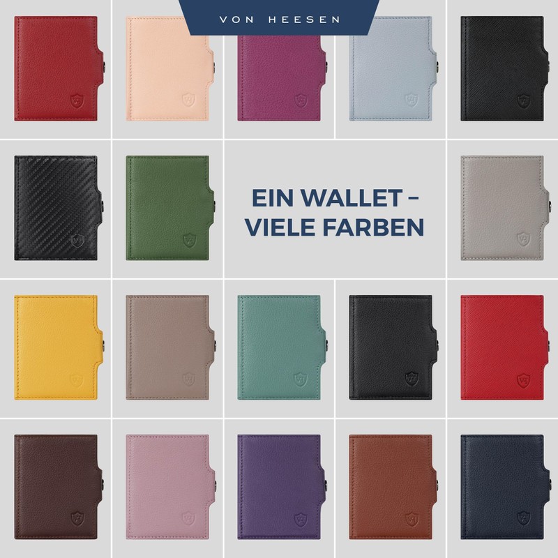 VON HEESEN Slim Wallet with Coin Compartment & RFID Protection