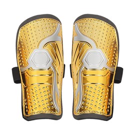 1 Piece Football Shin Pads, Youth Sports Foot Protectors, Hockey Shin Pads, Soccer Shin Guards for Boys and Girls, Foot Protection Accessories, Shin Pads with Ankle Protection (Gold)