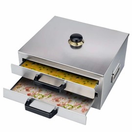 INTSUPERMAI Rice Noodle Rolls Machine 2 Layer Rice Noodle Roll Steamer Machine with Stainless Steel Extra Tray Scraper Stainless Steel Guangdong Changfen Cookware