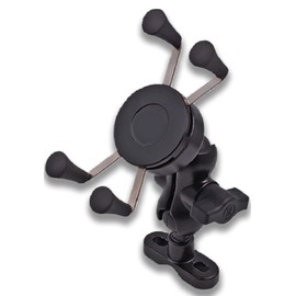 [Tool Jaw] Smartphone Holder for Motorcycles, Metal Frame, Twin Lamp (2 Fulcrums), Joe Clamp, Smartphone Holder, 360 Degree Rotation, Drop Prevention Rubber, Portable Navigation Attachment