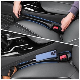 Car Seat Gap Filler 2 Pack Based Car Organizer and Car Hook,Upgraded 3 in 1 Car Gap Filler with Charging Port for Key Phone Holder,Universal PU Car Seat Gap Filler Organizer