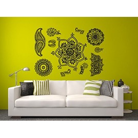 Henna Tattoo - Set of 11 Designs - Peel and Stick Wall Decal - 22" x 15"