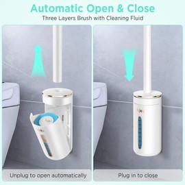 Ajex Disposable Toilet Brush,Toilet Brush System Toilet Wand Kit with 32pcs Replacable Brush Head Disc&Aromatherapy,Scents Wall Toilet Wand Kit with Holder/Storage Caddy