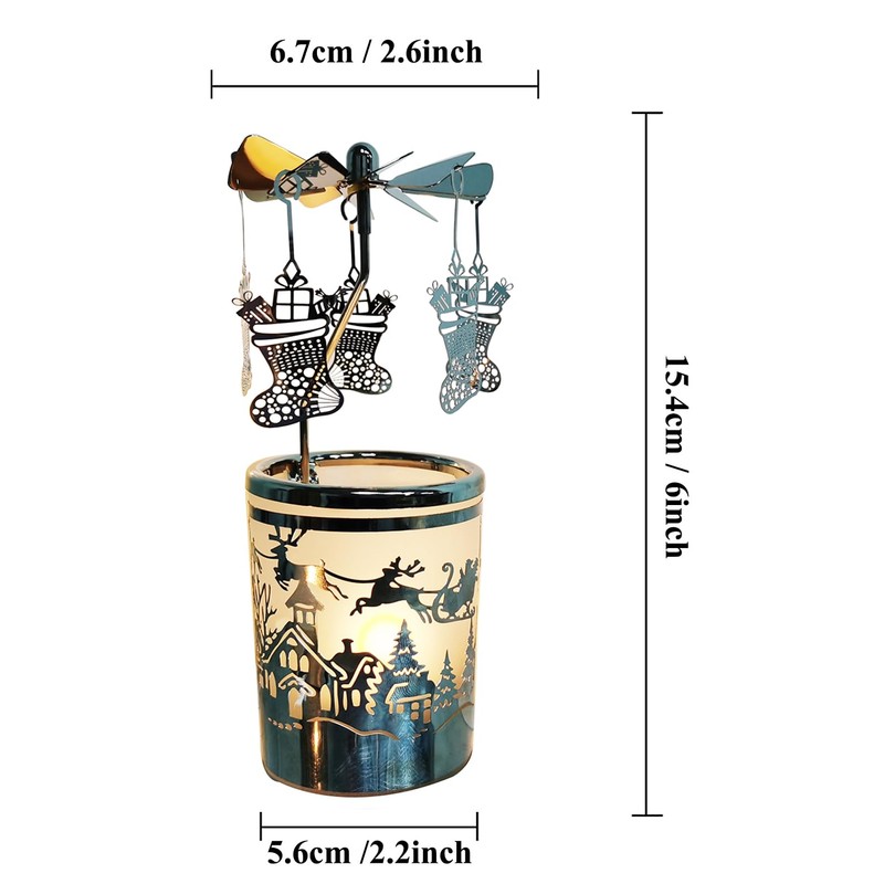 kingnero Carousel Candle Rotary Candle Holder Spinning Candleholder Metal Tea