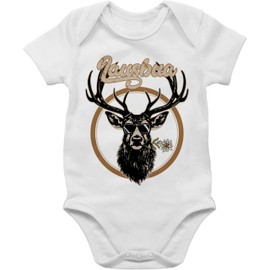 Shirtracer - Baby Bodysuit Boy Girl - Compatible with Oktoberfest Outfit - Lausbua Deer Antlers Lausbub, 1 White, 6-12 months