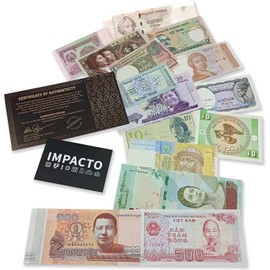IMPACTO COLECCIONABLES 15 Banknotes from All Over the World - Banknotes World Currency Collection - Old Money with Certificate of Authenticity - Money Notes for Collectors & Curious Children -