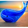 vskikris Blue Glass Whale Figurine Collectibles Hand Blown Art Glass