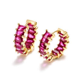 MESOVOR Hoop Earrings with Cubic Zirconia for Women, 18K Gold Plated Multicoloured Cubic Zirconia Earrings, Jewellery, Gifts for Women and Girls, Gold-plated, Cubic Zirconia