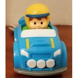 Little People Fisher Price Little People Wheelie boy w/yellow helmet blue & yellow car. NWT