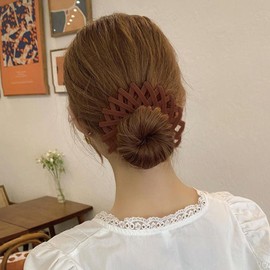 Coffee Color Magic Bird Nest Velvet Hair Clips Three Rows of Teeth Styling Supplies for Making Ponytail, Bun, and Hairpin for Long Short Curly Straight Hair Clips Barrettes