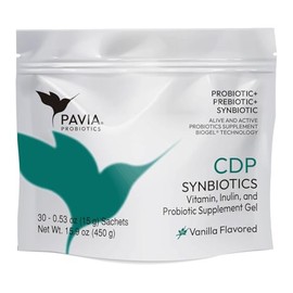 PAVIA Probióticos vivos en gel con Extracto de Café Verde, Prebióticos y Antioxidantes, 1 billón de probióticos, Sin azúcar, Sabor vainilla y café. 30 sobres
