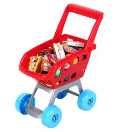 Kids Children Mini Shopping Trolley Cart Fruit Food Accessory Set Role Play ToyRed