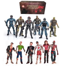 Ai-Fun 12PCS Action Figures Set, Special Force Soldier Figures, Fighting with Zombie Dead and Mercenary Figures Action Figures for Kids (Zombie and Mercenary)